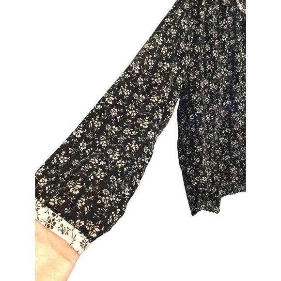Madewell Peasant Blouse Women Size M Black Ditsy Branch Floral Meadow Shirt Boho - Picture 11 of 13